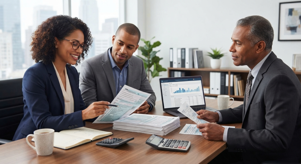 Tax professionals helping clients with quarterly tax planning