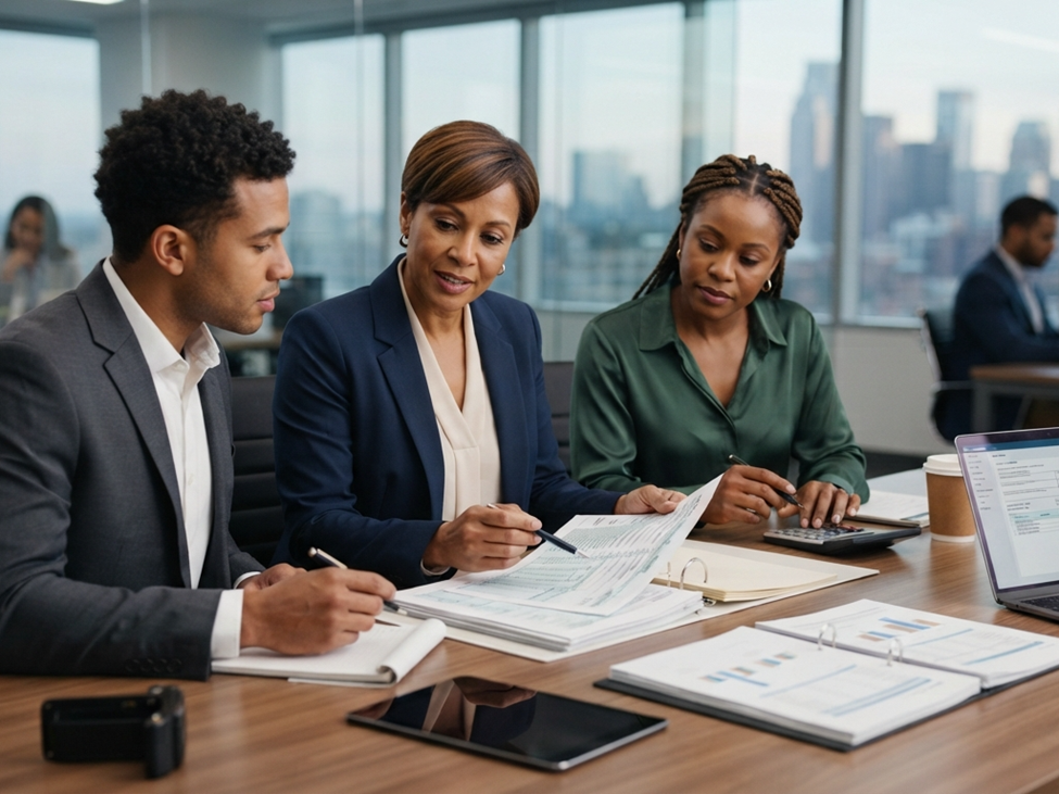 Individual taxpayer reviewing tax documents with a financial professional